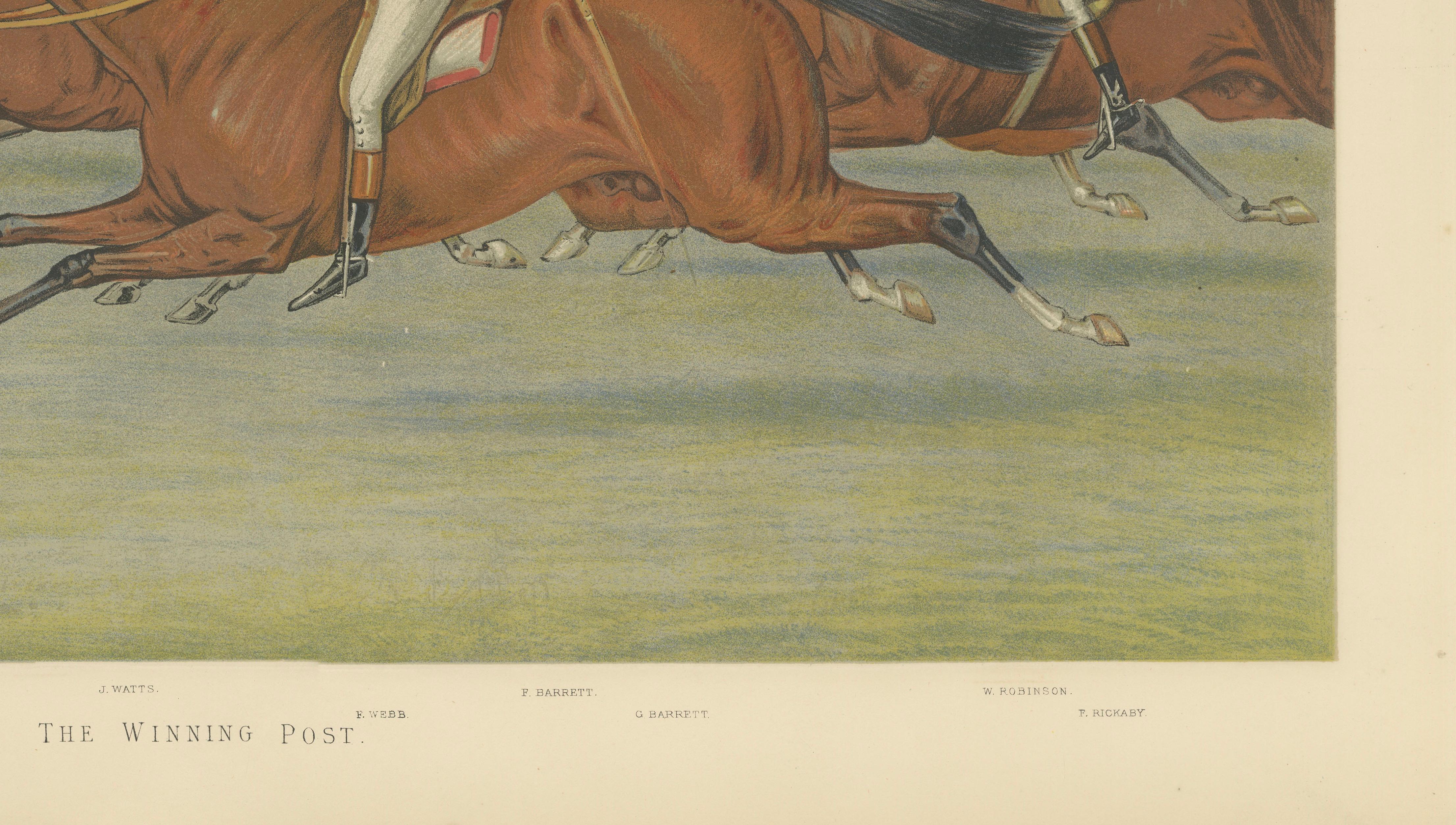 Vanity Fair The Winning Post Horse Racing Finish, Victorian Sporting Scene, 1888
