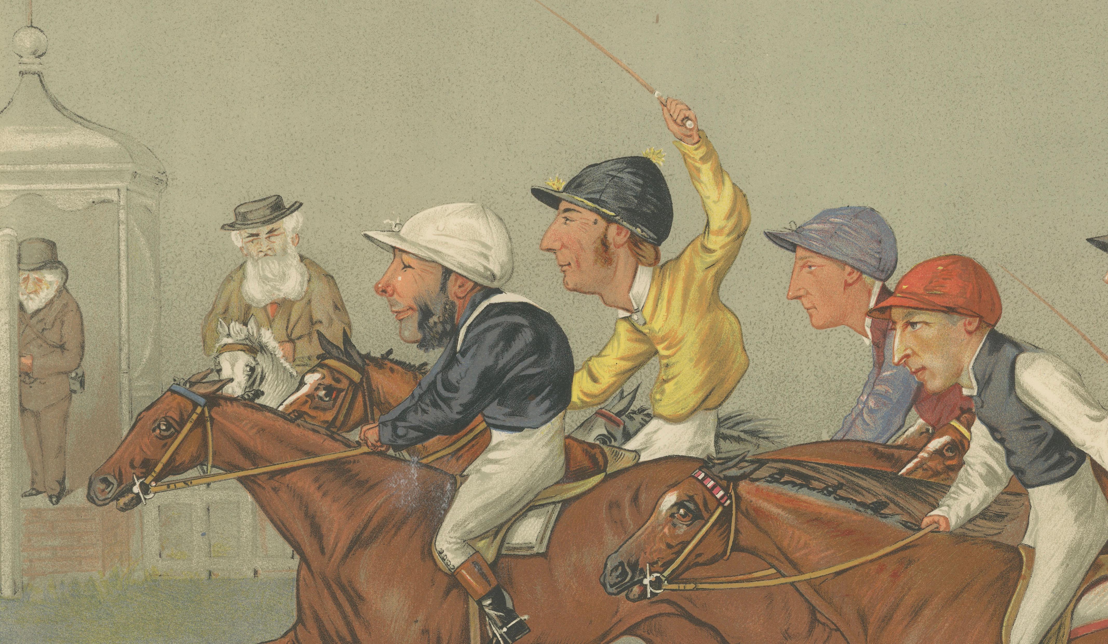 Vanity Fair The Winning Post Horse Racing Finish, Victorian Sporting Scene, 1888