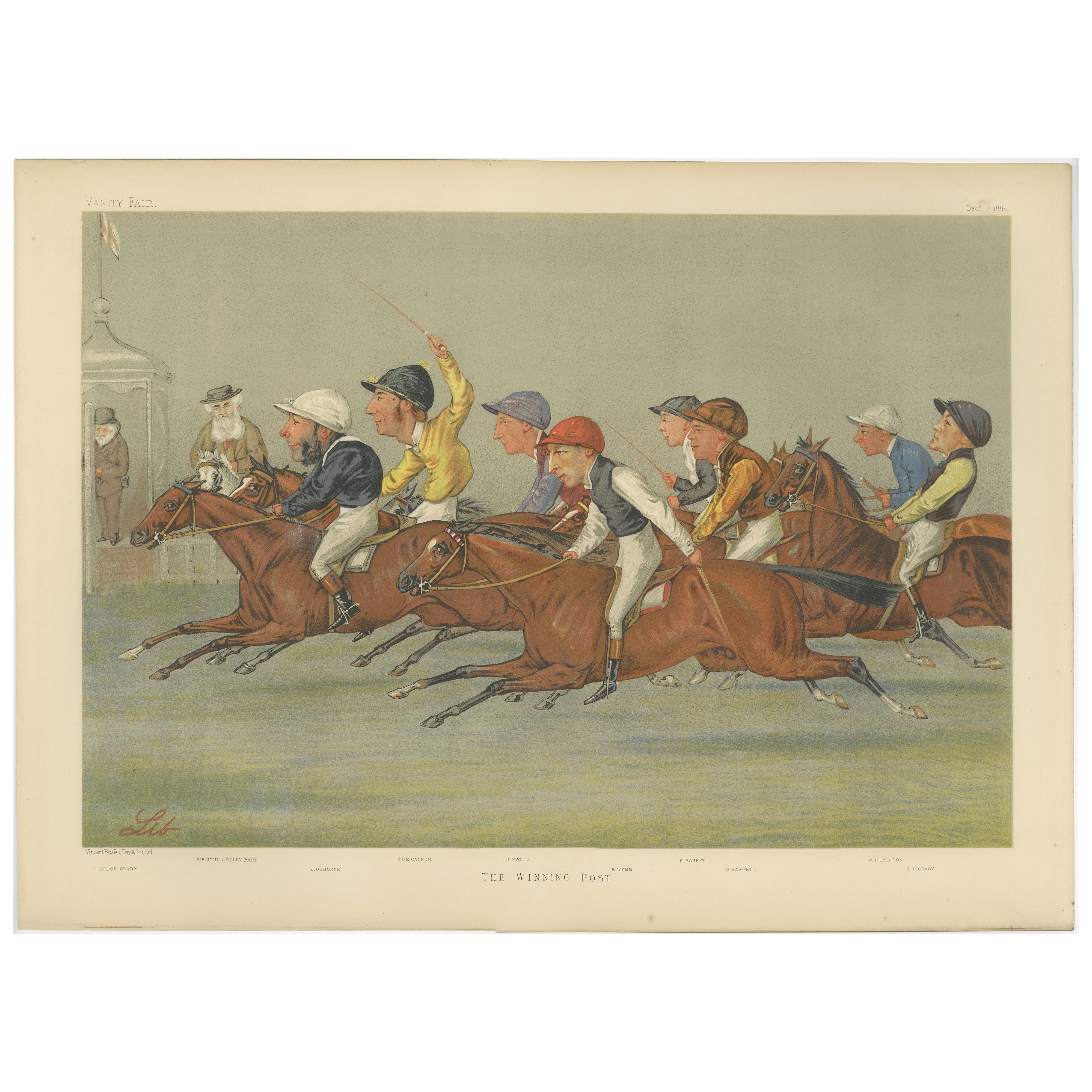 Vanity Fair The Winning Post Horse Racing Finish, Victorian Sporting Scene, 1888