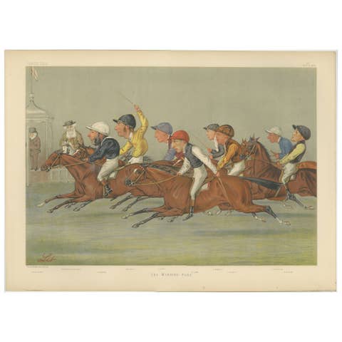 Vanity Fair The Winning Post Horse Racing Finish, Victorian Sporting Scene, 1888