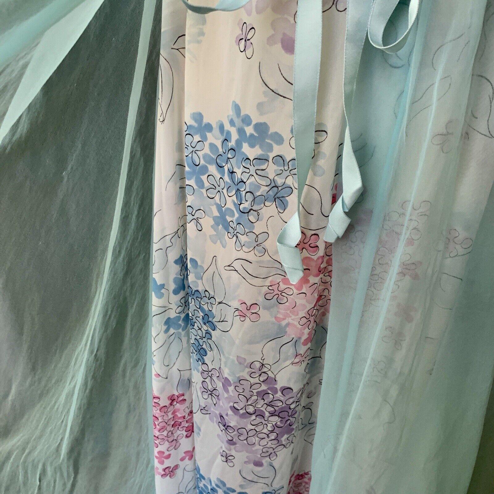 VANITY FAIR Vintage 50s Lingerie Nightgown Floral Nylon Tricot Chiffon 32 RARE For Sale 1
