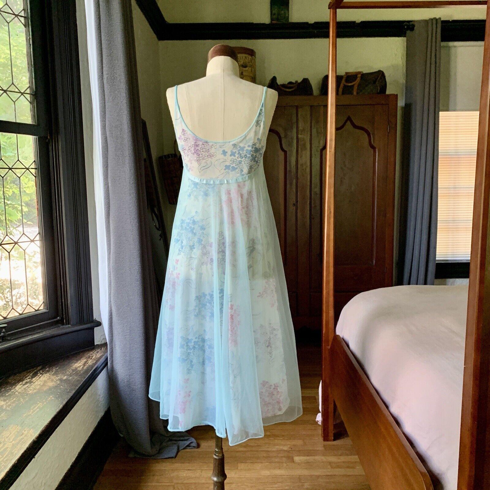 VANITY FAIR Vintage 50er Jahre Dessous-Nachtkleid mit Blumenmuster aus Nylon und Chiffon 32 SELTEN im Angebot 3