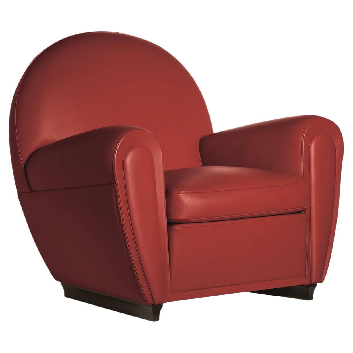 Vanity Fair XC Armchair in Genuine Leather Pelle SC 127 Siam Red For Sale