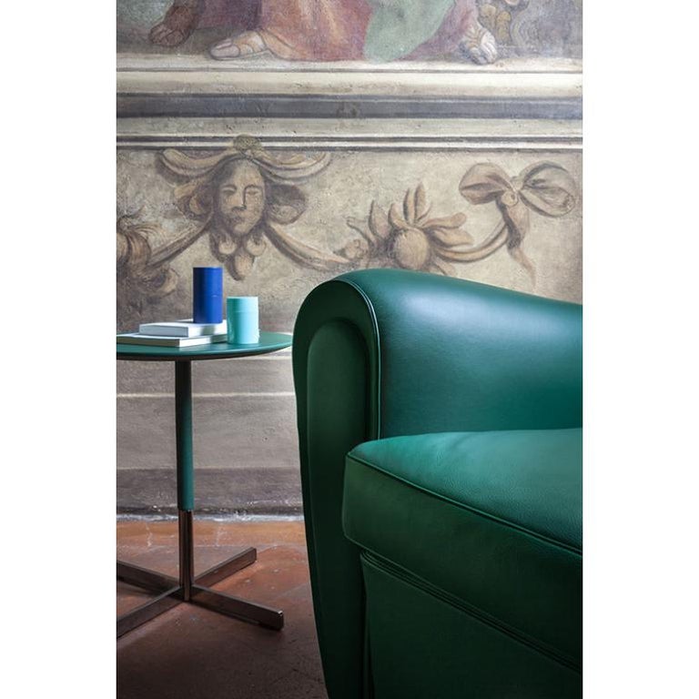 Contemporary Vanity Fair XC Armchair in Genuine Leather Pelle SC 188 Viridiana Green For Sale