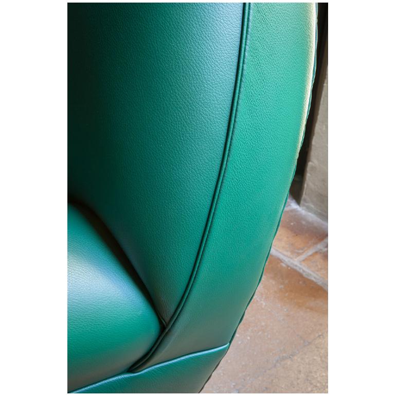 Cuir Fauteuil Vanity Fair XC en cuir véritable Pelle SC 188 vert Viridiana en vente