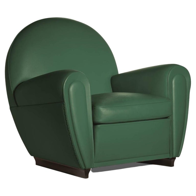Vanity Fair XC Armchair in Genuine Leather Pelle SC 188 Viridiana Green For Sale