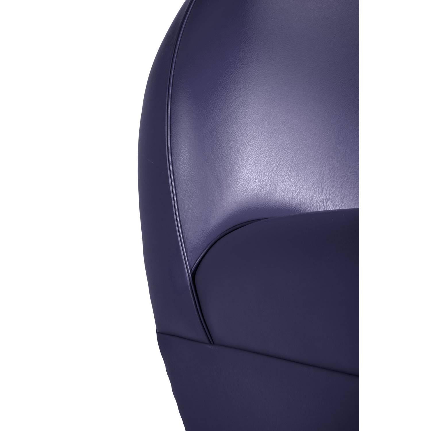 Art déco Fauteuil Vanity Fair XC en cuir véritable Pelle SC 255 Belladonna Violet en vente