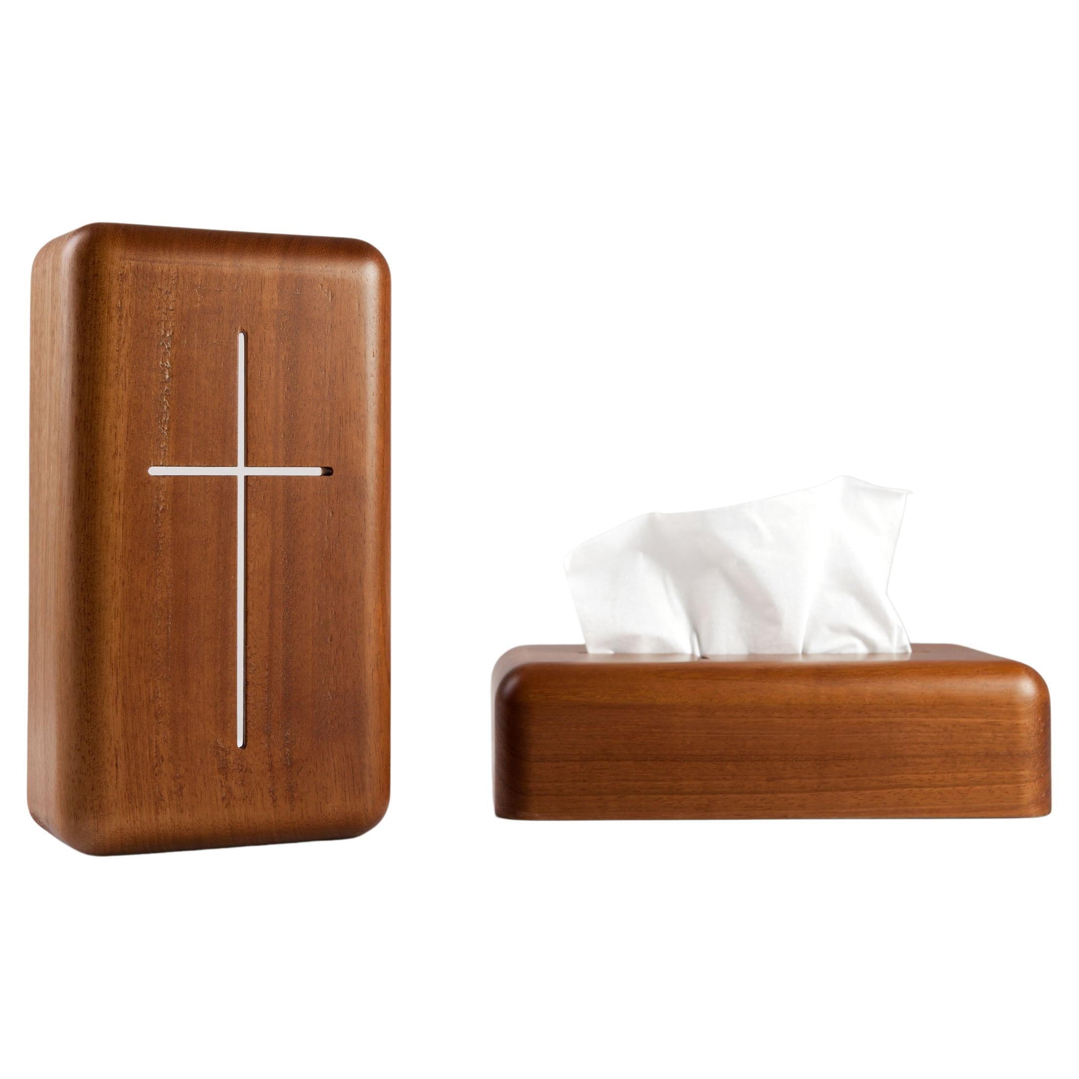'Vanity Faith', an unorthodox tissue box in iroko wood  For Sale