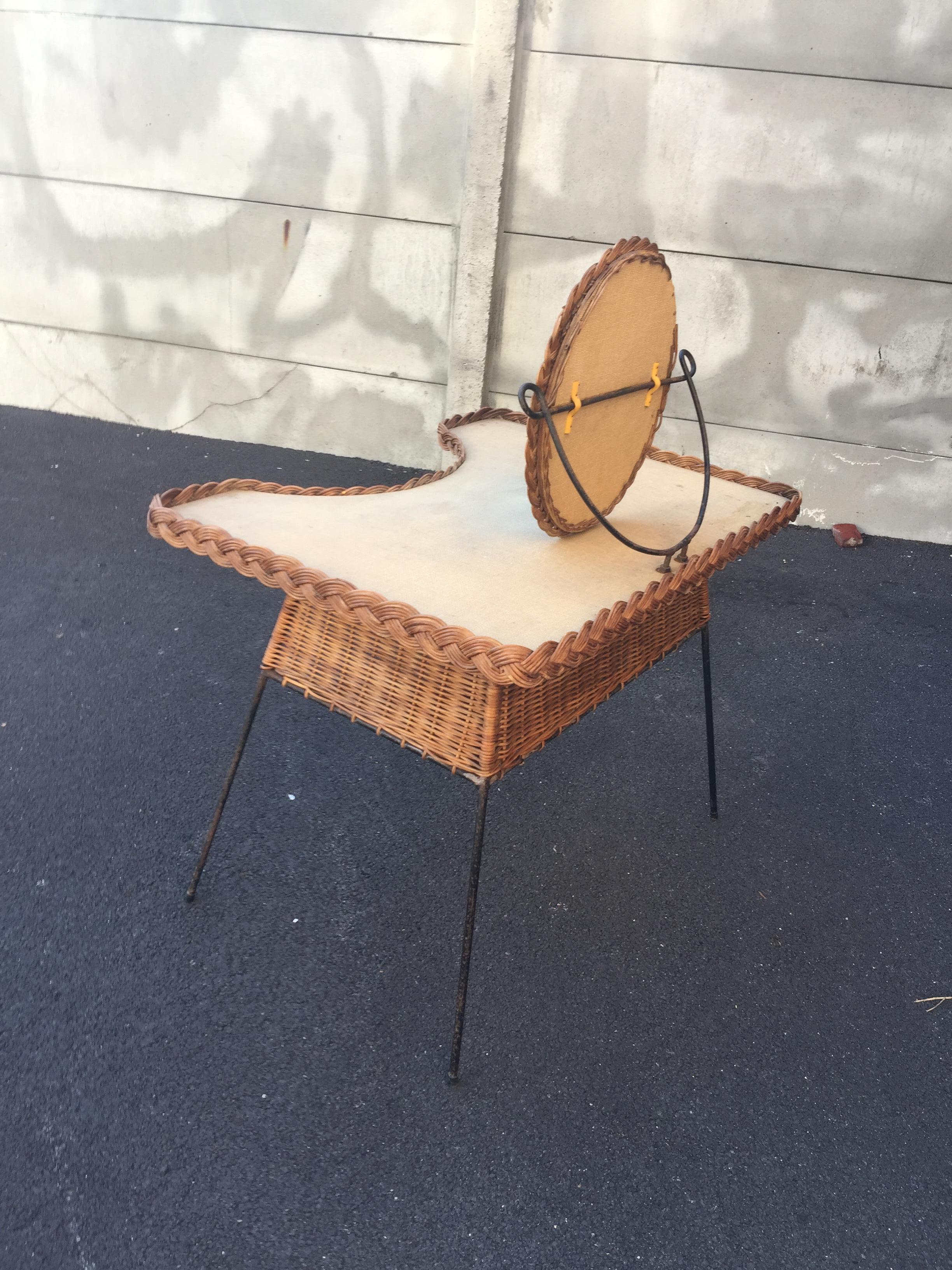 Vanity in Lacquered Metal and Rattan, circa 1960 1