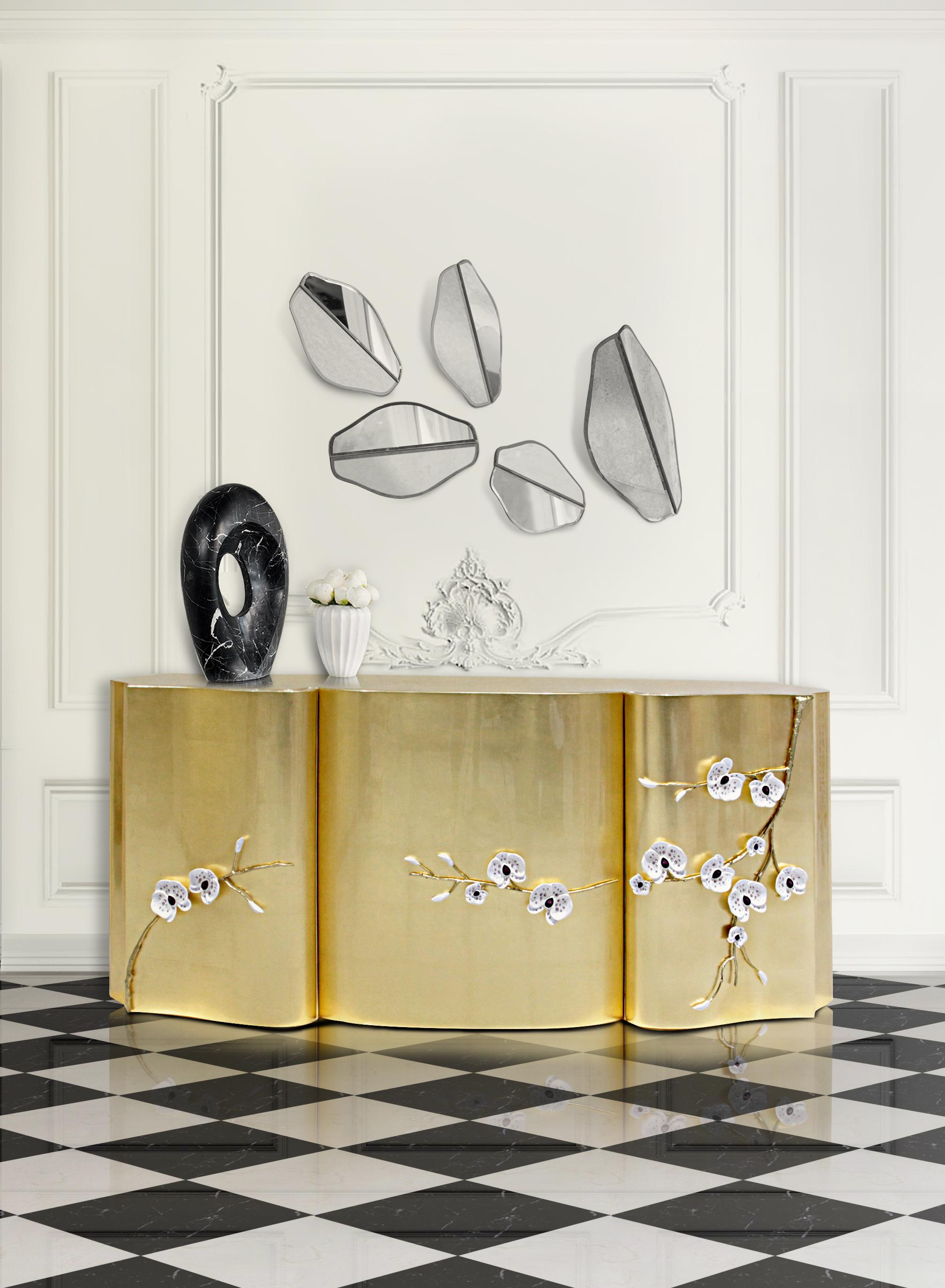 Poli Grand miroir mural pliable Vanity par Memoir Essence en vente