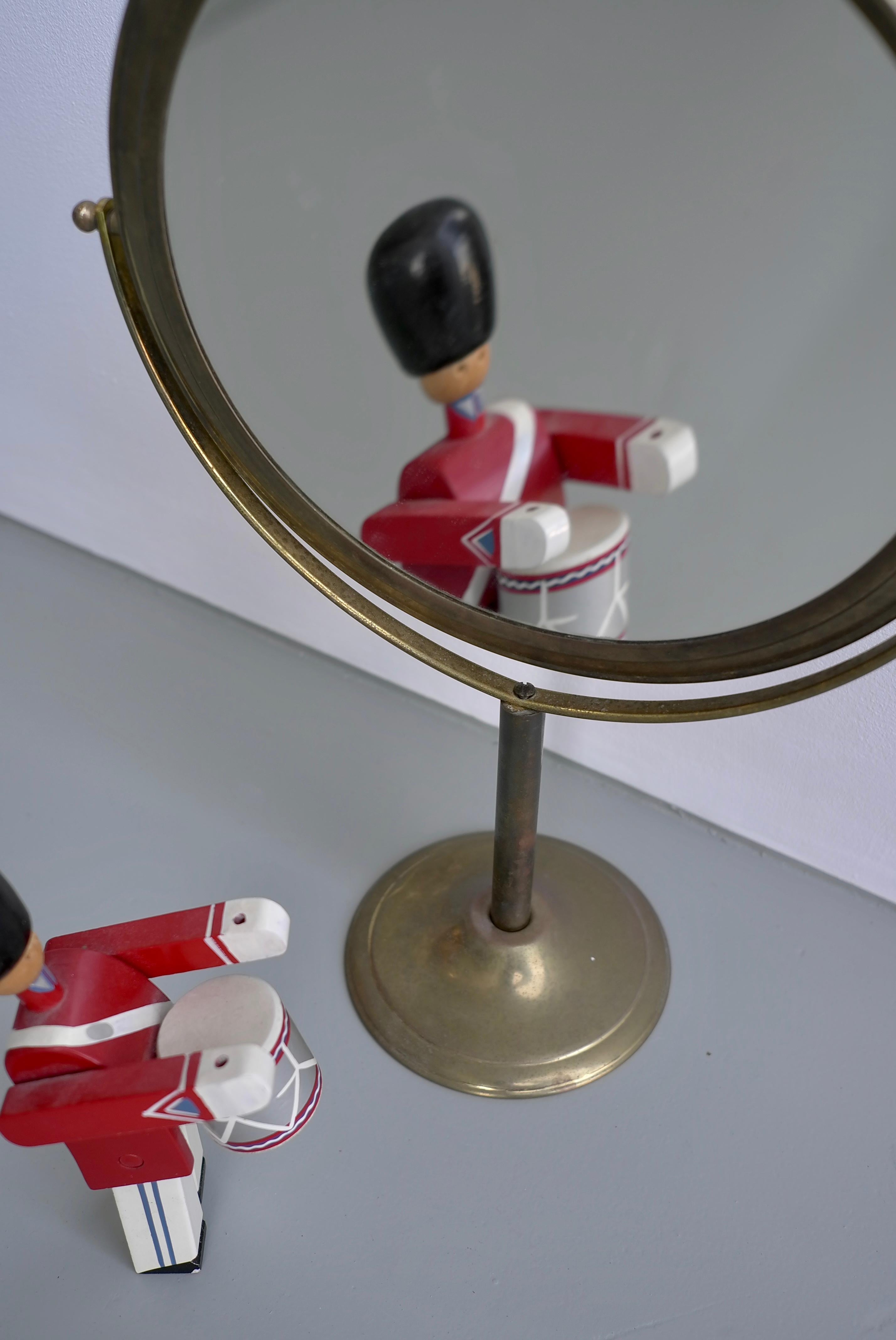 Vanity Make Up Table Mirror in Brass, France, 1940s In Good Condition In Den Haag, NL
