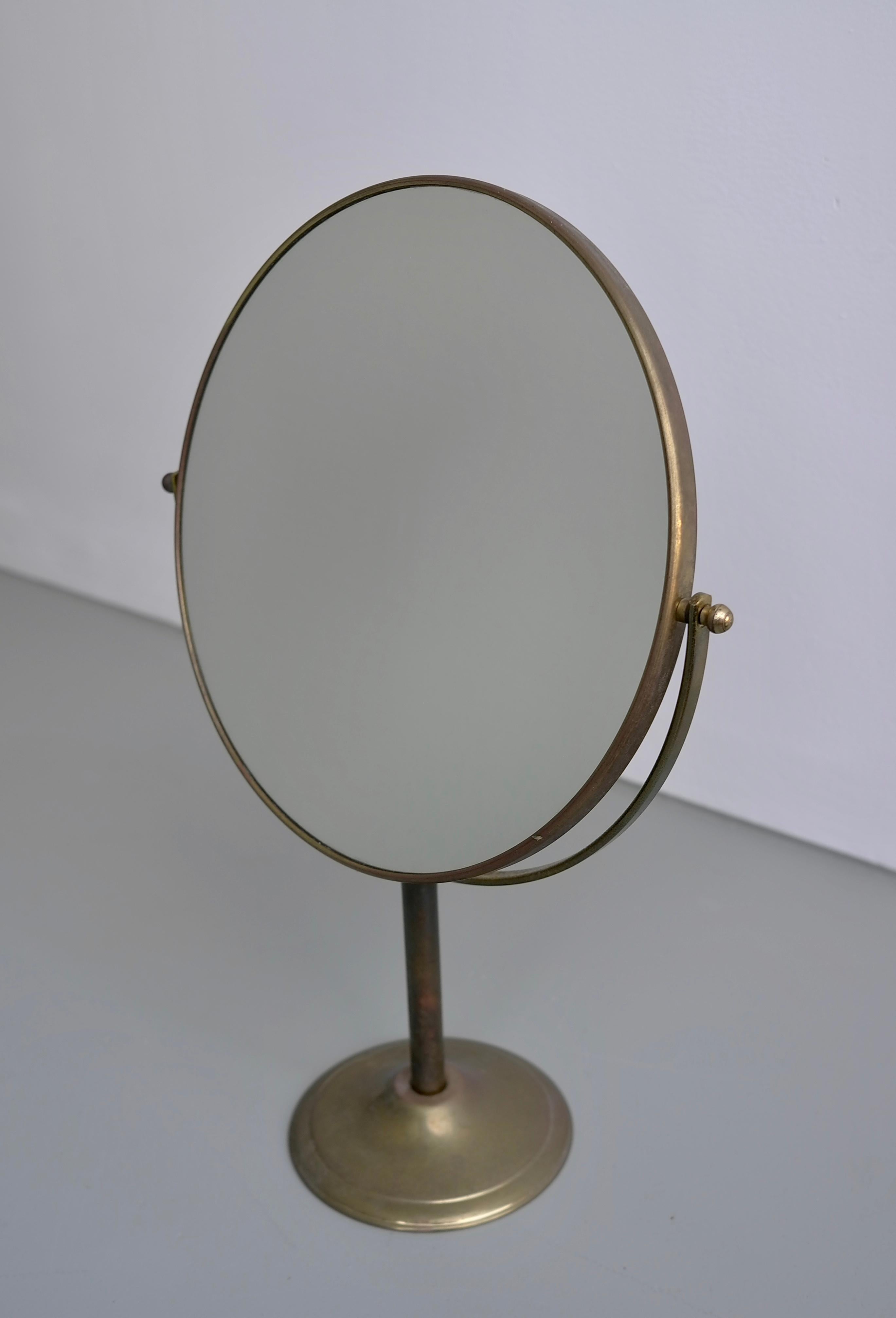 Vanity Make Up Table Mirror in Brass, France, 1940s 1