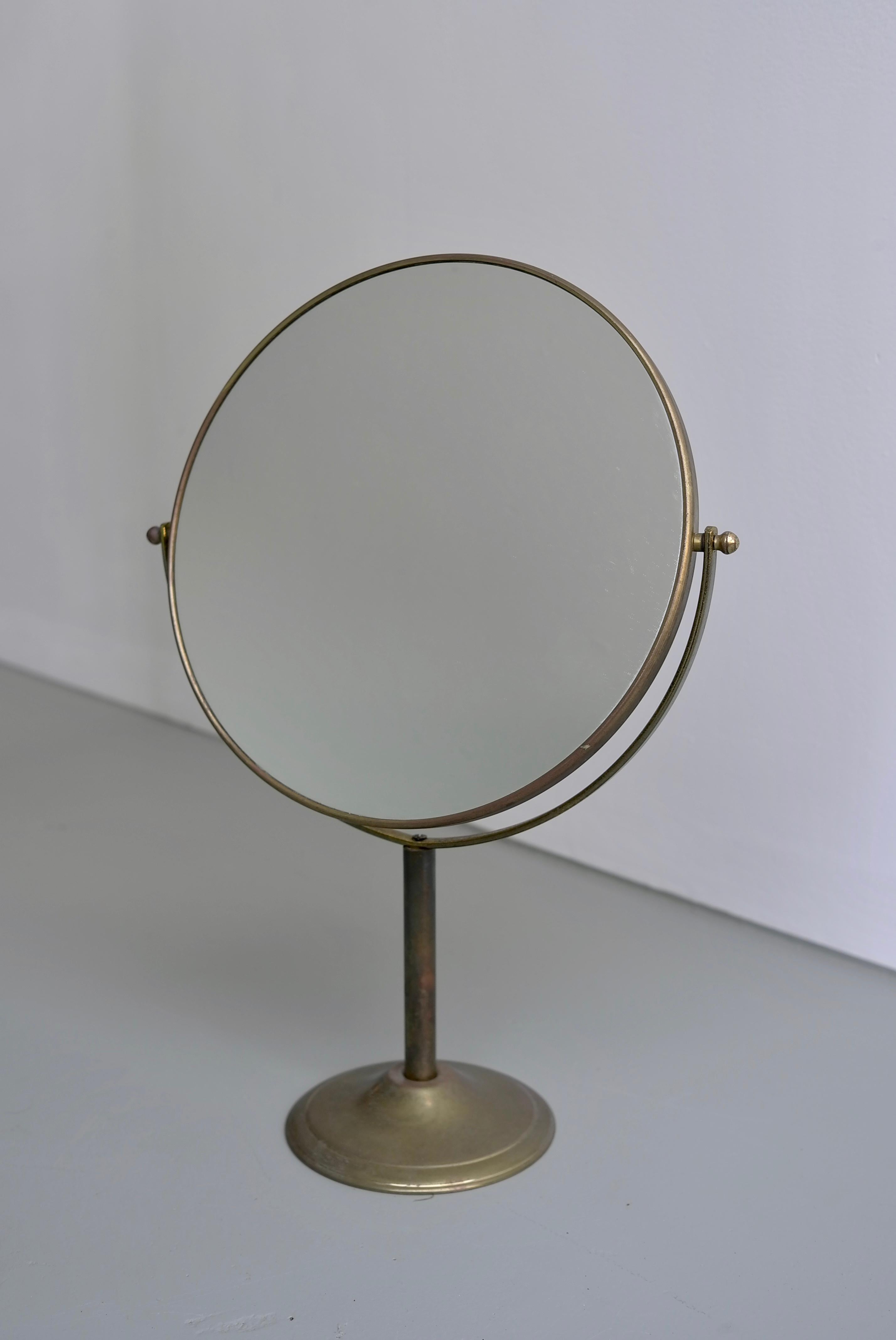 Vanity Make Up Table Mirror in Brass, France, 1940s 2