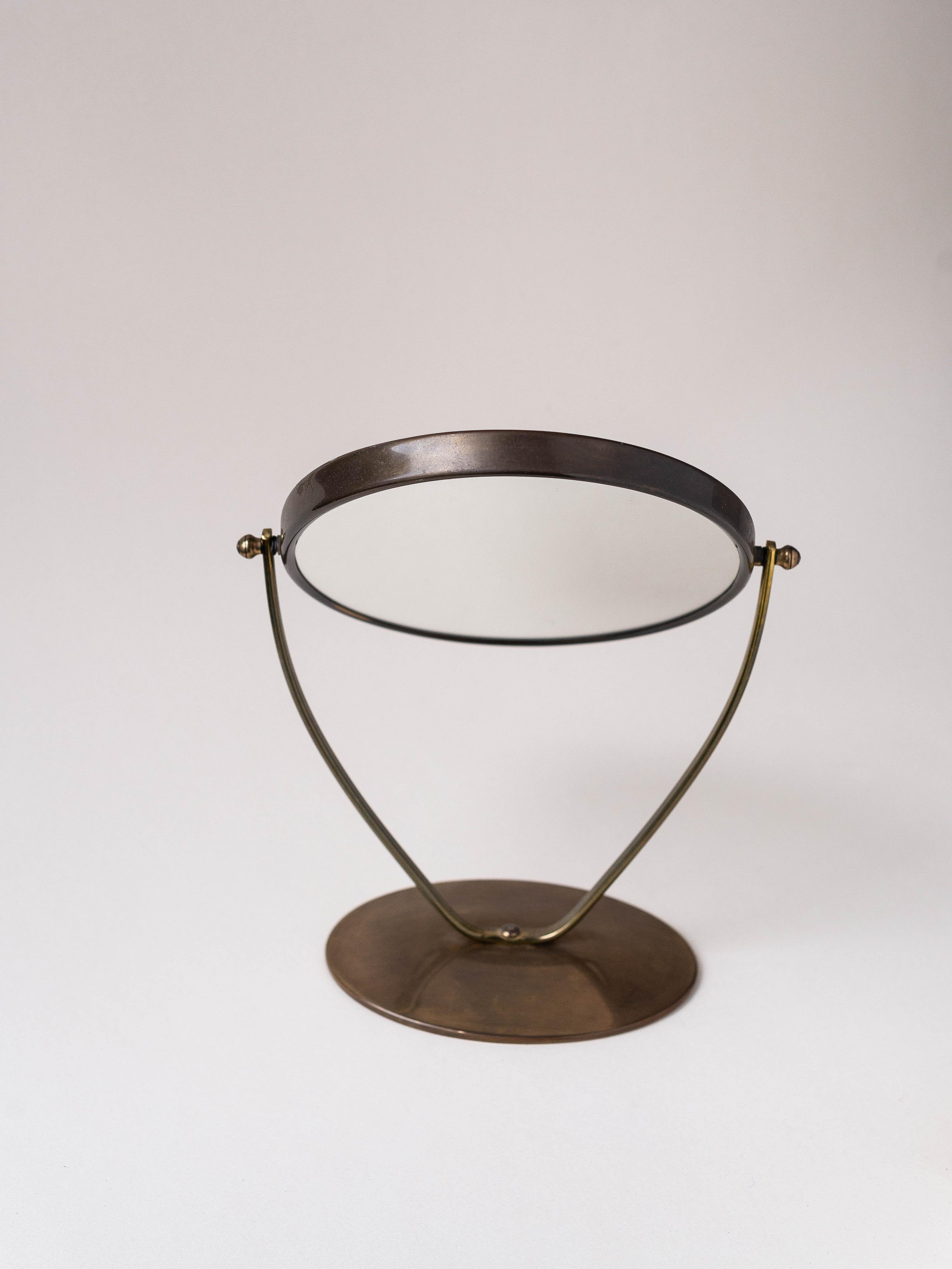 Double Sided Vanity Mirror in Brass 1960s For Sale 3