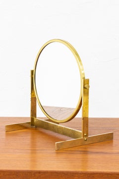 Espejo tocador de latón y teca de HI-gruppen y Holger Johansson