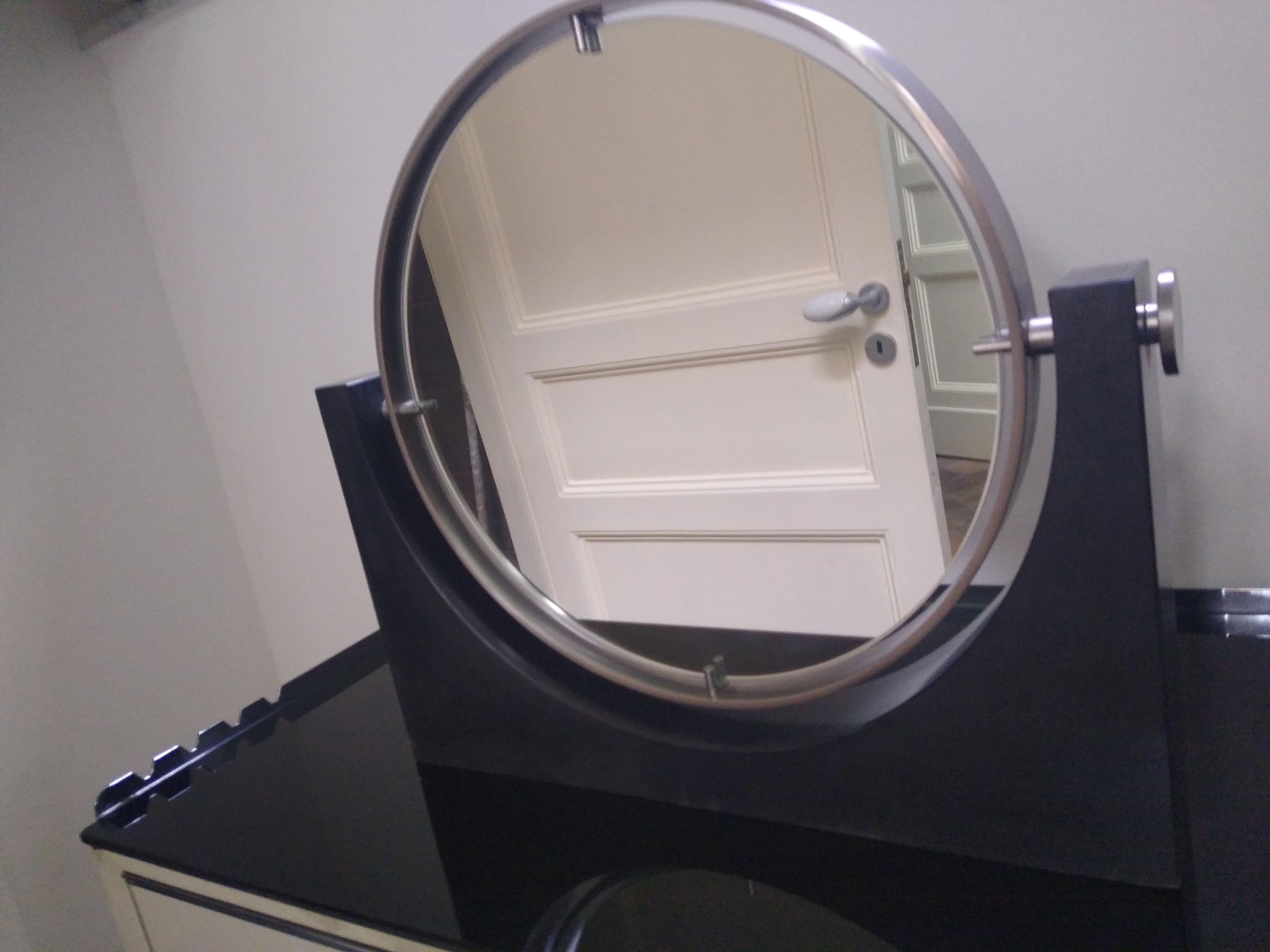Italian Vanity Mirror in Stainless Steel, Italy 1980s For Sale