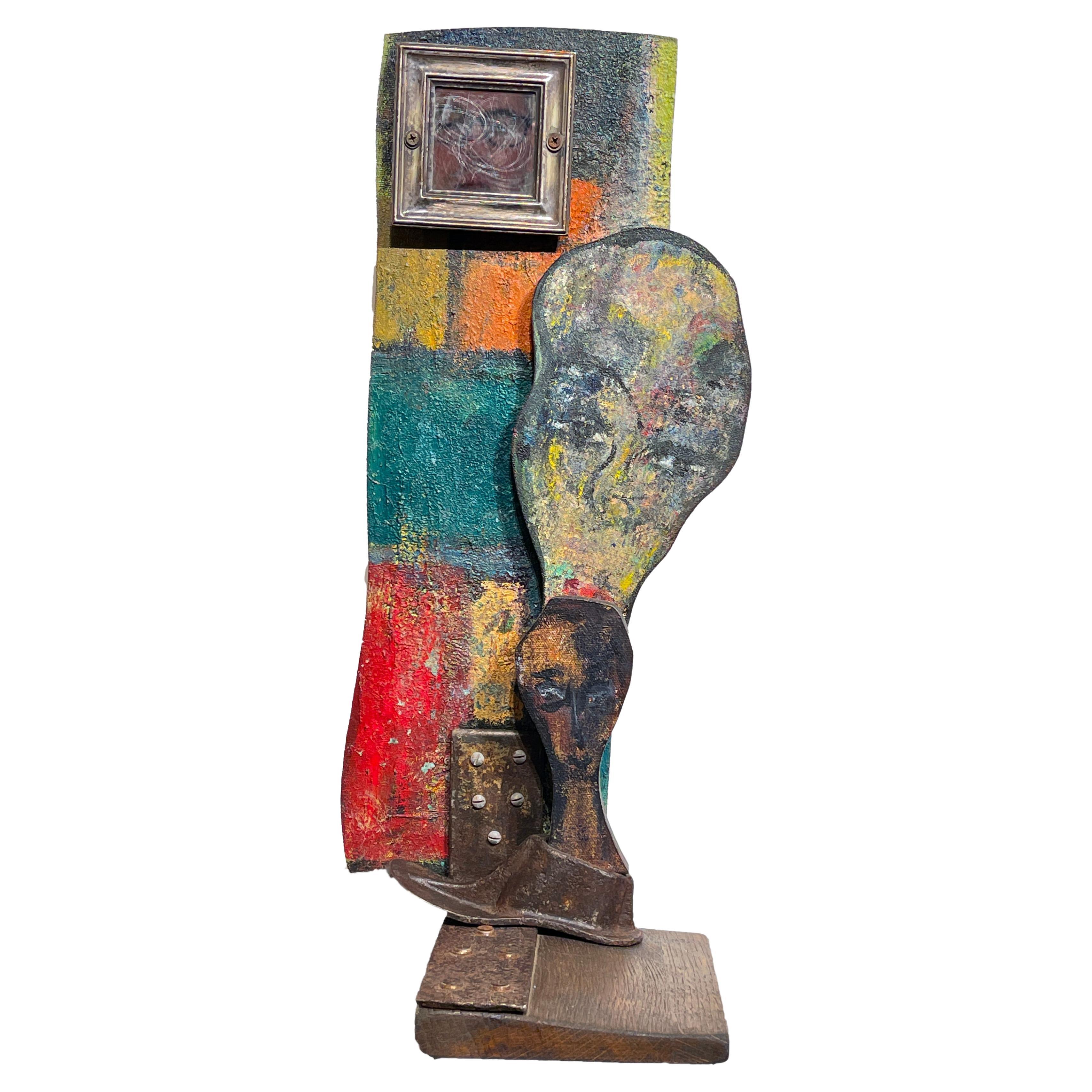 Vanity Mirror Sculptural Construction w/ Paintings and Found Objects