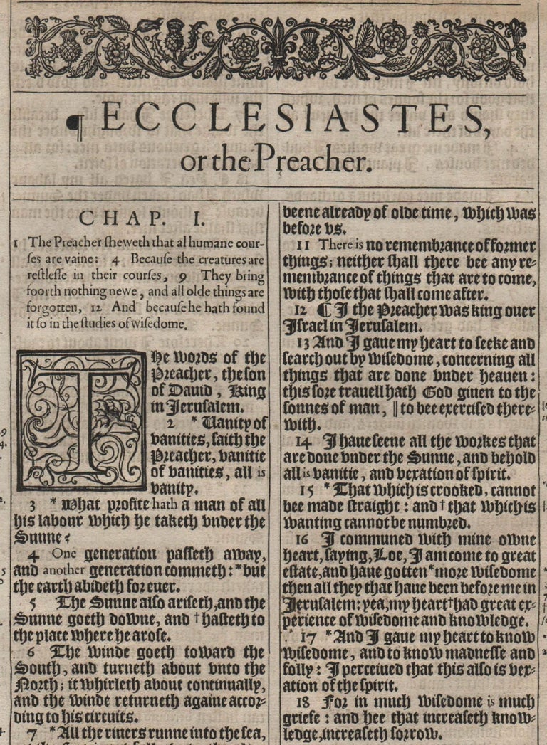 "Vanity of Vanities", 1611 King James Bible, Ecclesiastes 1 For Sale at