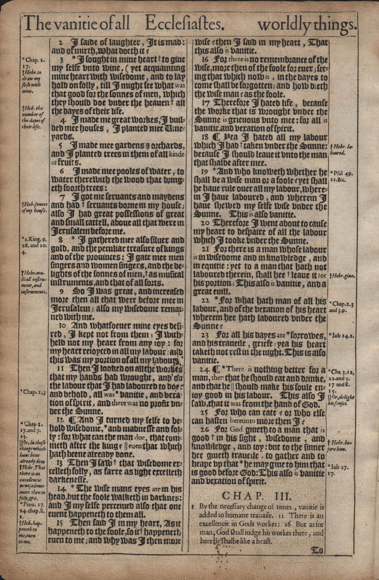 "Vanity of Vanities", 1611 King James Bible, Ecclesiastes 1 For Sale at