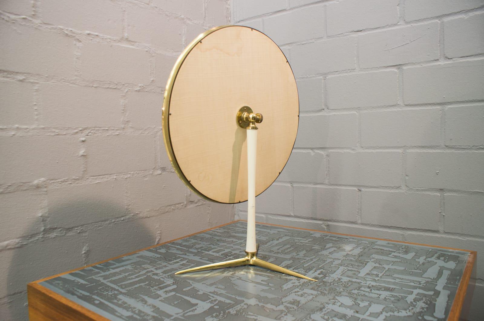 Vanity Round Brass Table Mirror by Vereinigte Werkstätten München, Germany 1950s 5