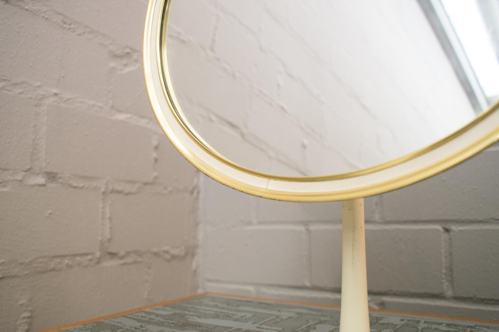 Vanity Round Brass Table Mirror by Vereinigte Werkstätten München, Germany 1950s 1