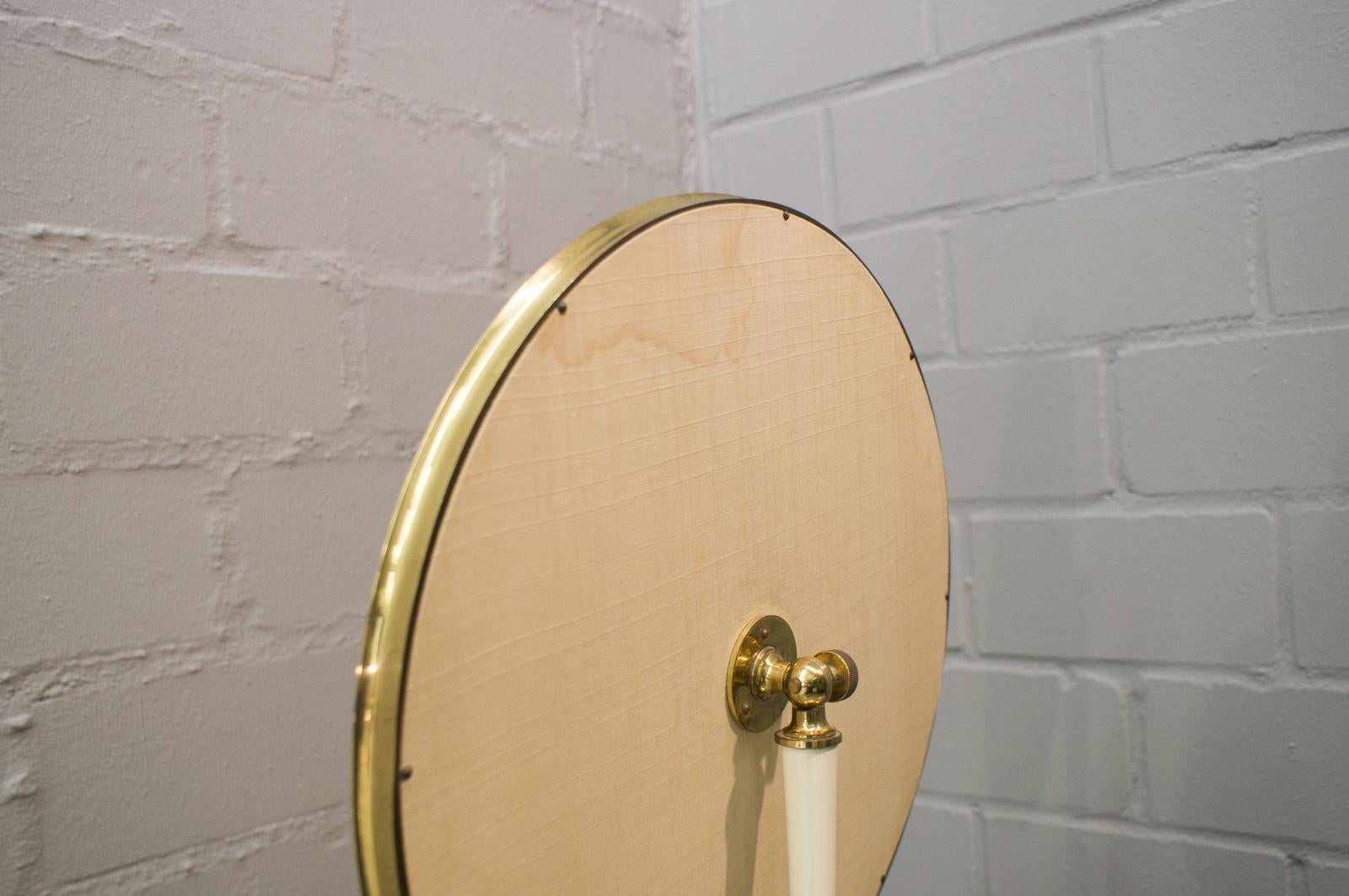 Vanity Round Brass Table Mirror by Vereinigte Werkstätten München, Germany 1950s 2