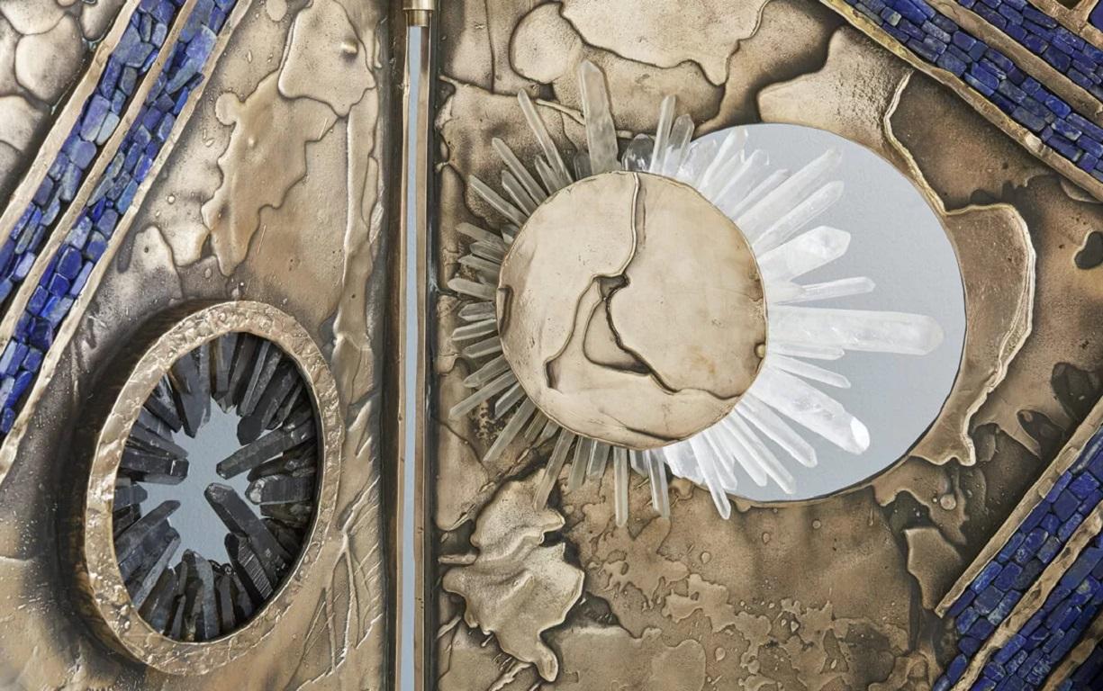 Paravento a tre pannelli in bronzo e cristallo di Christopher Boots, di ispirazione celestiale In condizioni Nuovo in vendita a Geneve, CH