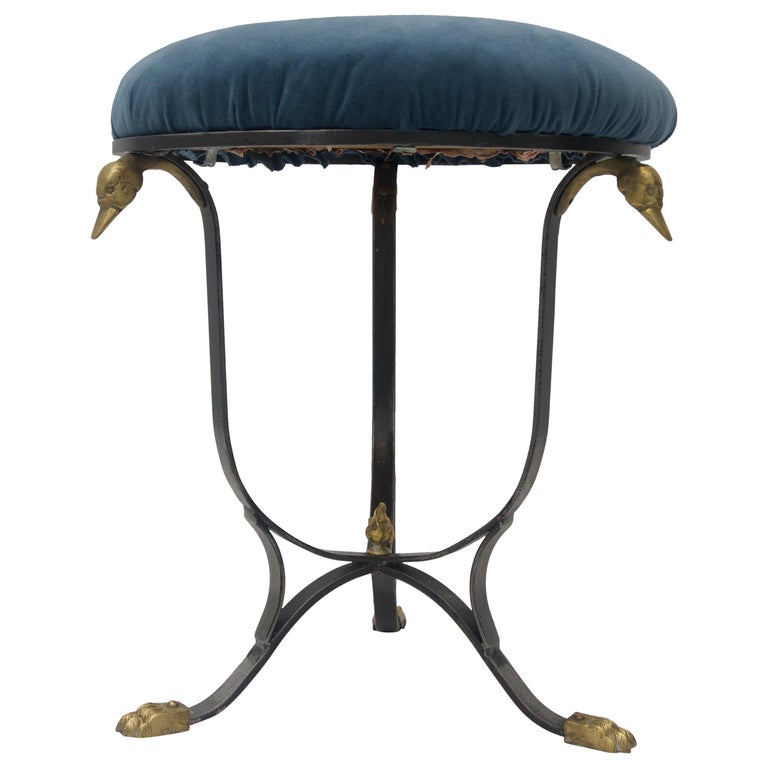 Vanity Stool in Steel and Brass For Sale at 1stdibs