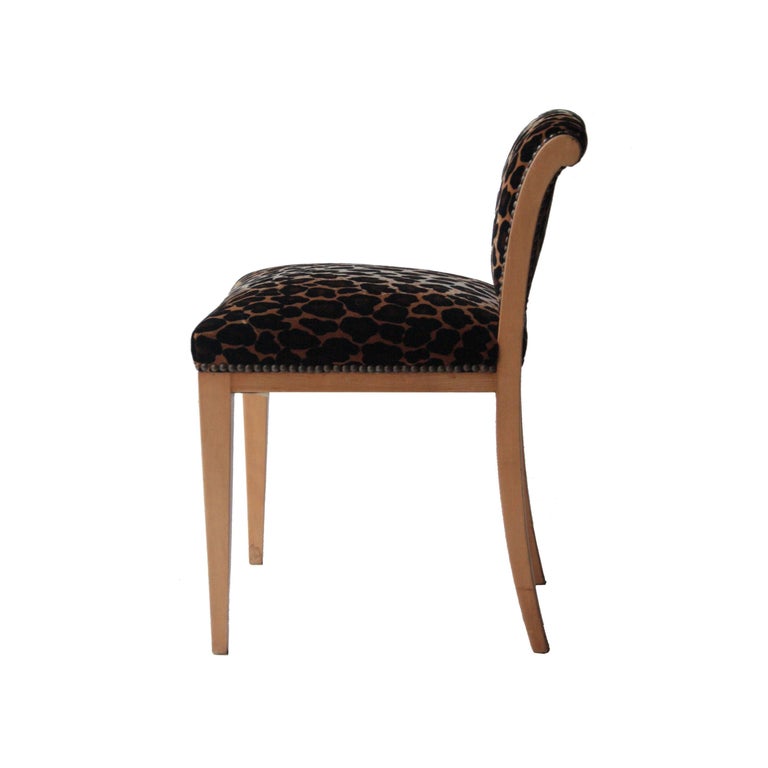 Vanity Stool Upholstered In Animal Print Velvet France 1930 For Vanity Stool Made In Birch Wooden Structure With Animal Print Velvet Upholstery Edited By Gancedo