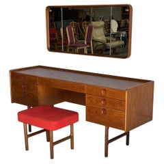 Meredew Danish Teak Vanity Desk with Mirror and Stool MCM Dressing Table