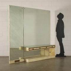 Waschtischunterschrank Holz Pergamentpapier gespiegeltes Glas:: Italien:: 1940er Jahre