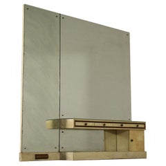 Vintage Vanity Unit Wood Parchment Paper Mirrored Glass, Italy, 1940s