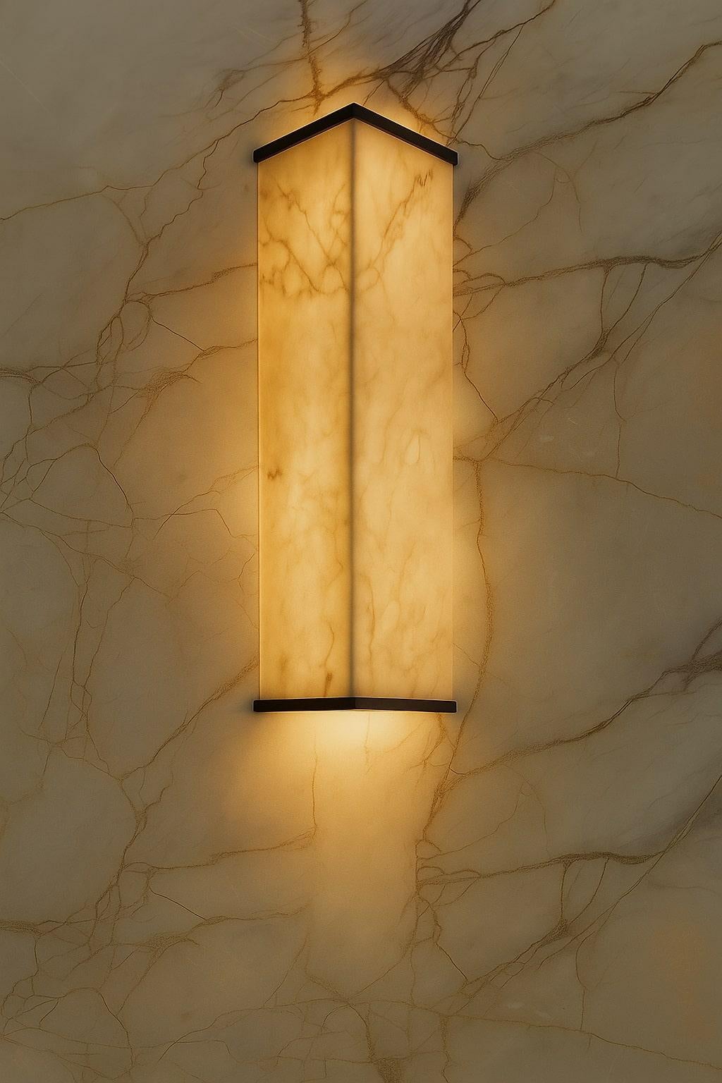 Art Deco 'Vanity' Wall-Light by on.Entropy, in Seamless White Marble and Bronze For Sale