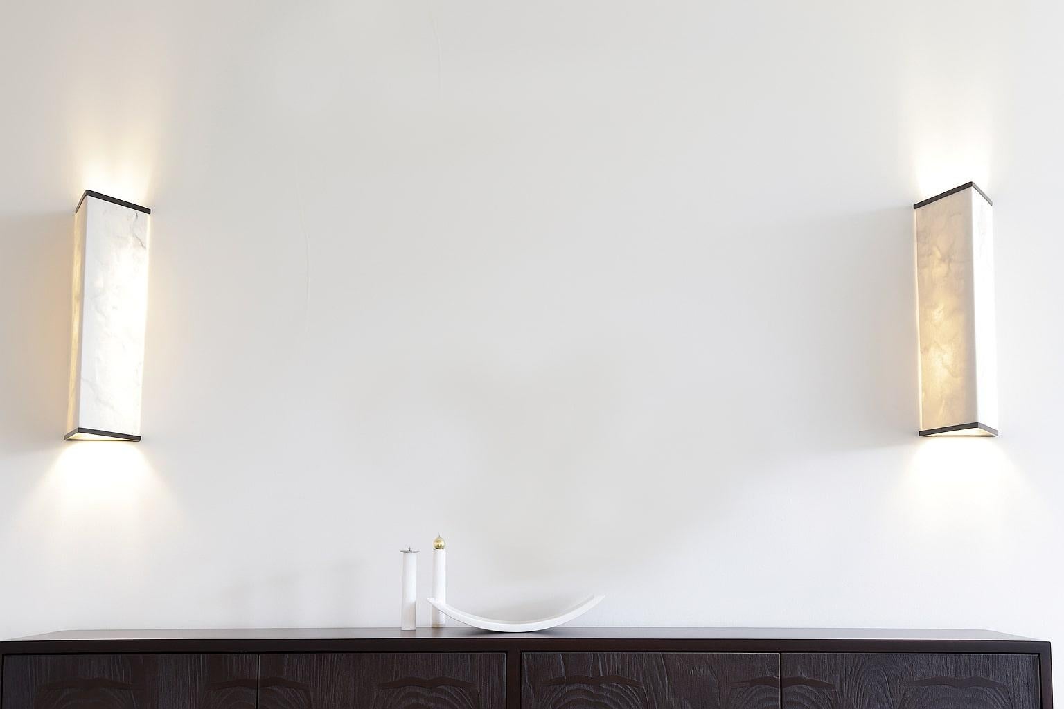 Greek 'Vanity' Wall-Light by on.Entropy, in Seamless White Marble and Bronze For Sale