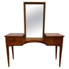 Vanity with Attached Gilt Mirror, Inlaid with Exotic Woods, Italian, circa 1900