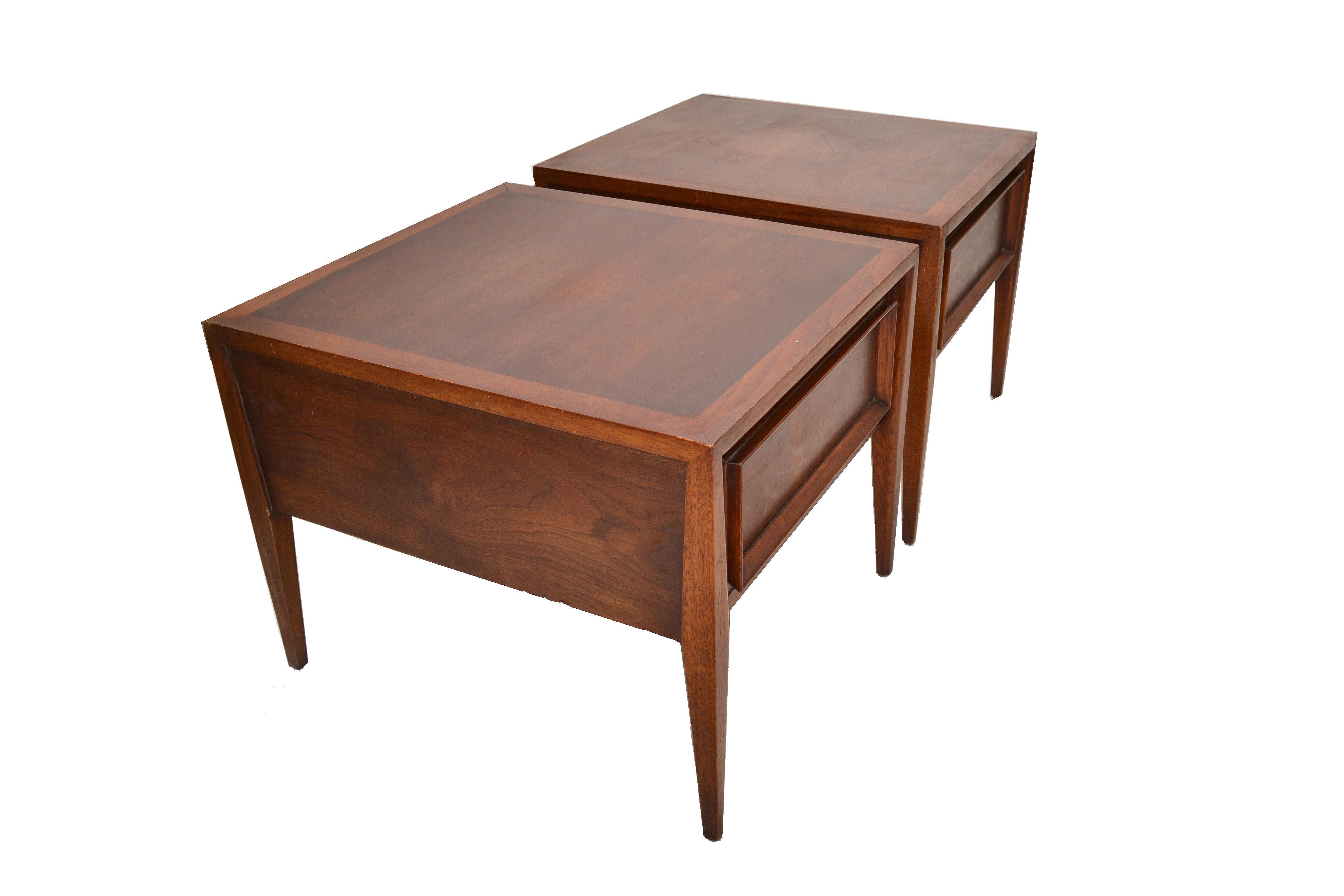 Vanleigh Walnut Night Stand, Bedside Tables American Mid-Century Modern, Pair 6