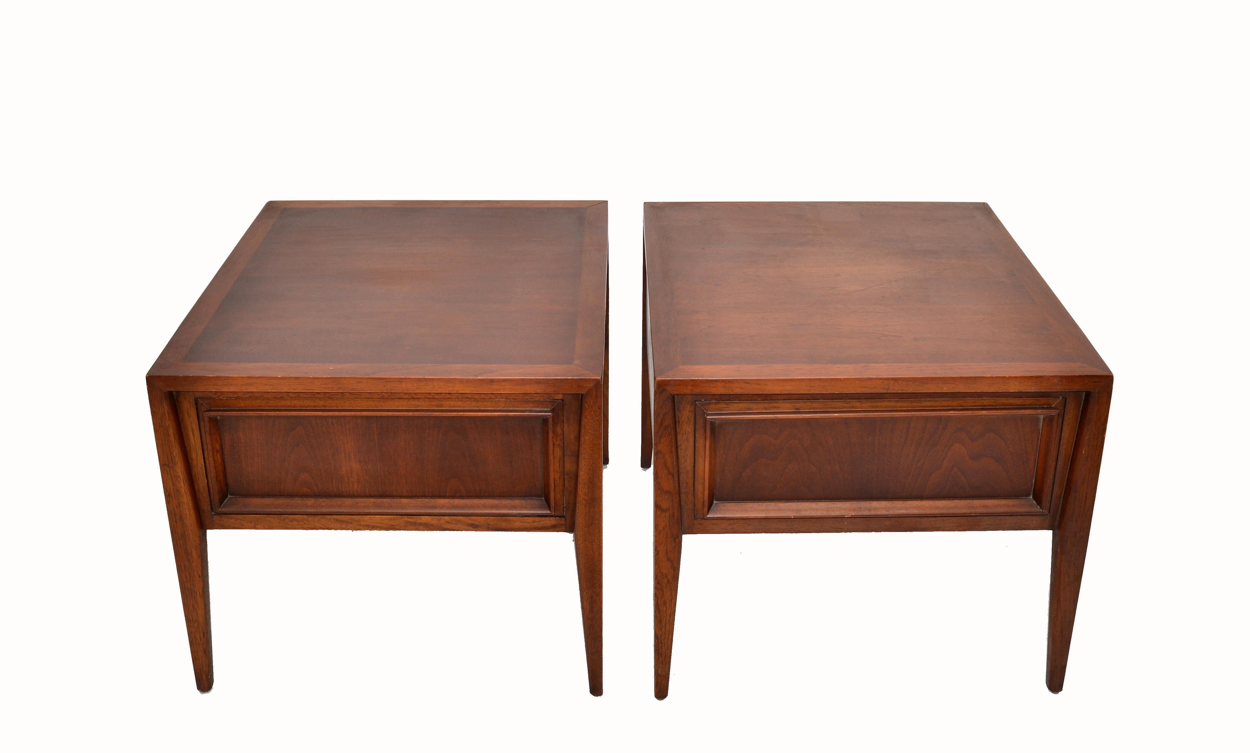 Vanleigh Walnut Night Stand, Bedside Tables American Mid-Century Modern, Pair 4
