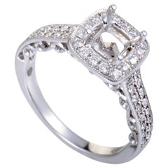Vanna K 18 Karat White Gold Diamond Cushion Engagement Ring Mounting