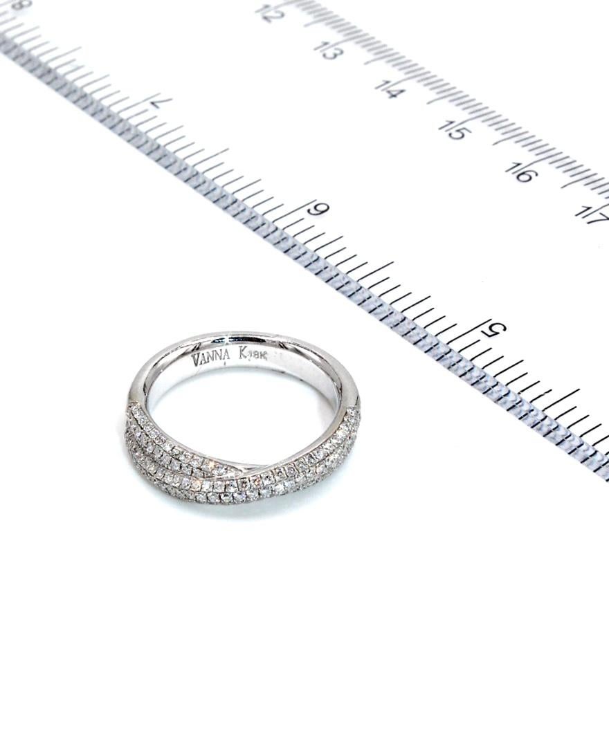 De las mujeres Anillo de oro blanco de 18 quilates con diamantes superpuestos en forma de cruz entrecruzada tamaño 6.5 en venta