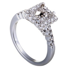 Vanna K Square 18 Karat White Gold Diamond Engagement Ring Mounting
