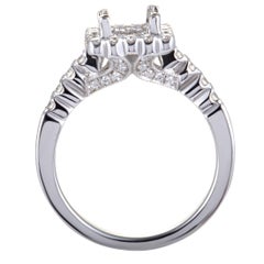 Vanna K Square 18 Karat White Gold Diamond Engagement Ring Mounting