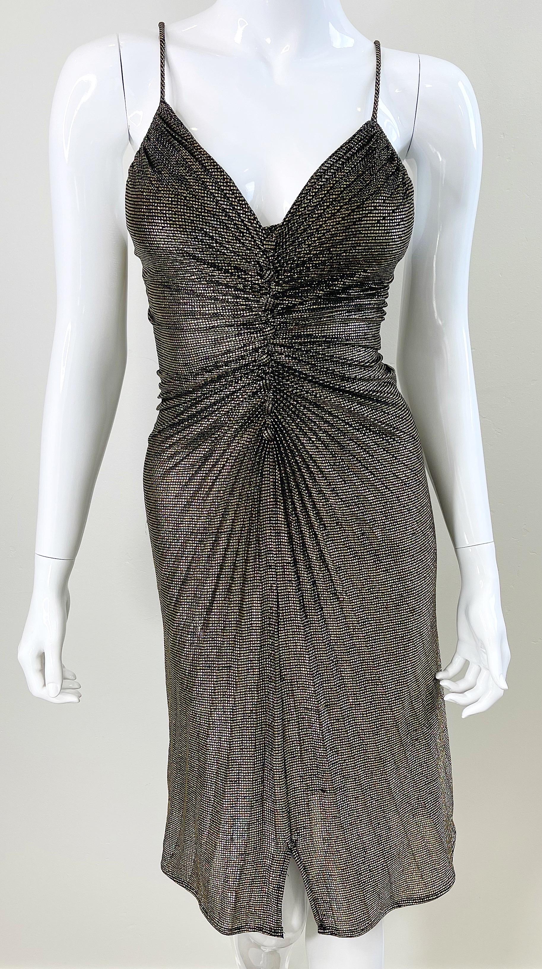 Vanna White’s Early 80s Samir Gold Lurex Disco Studio 54 Vintage 80s Dress 5