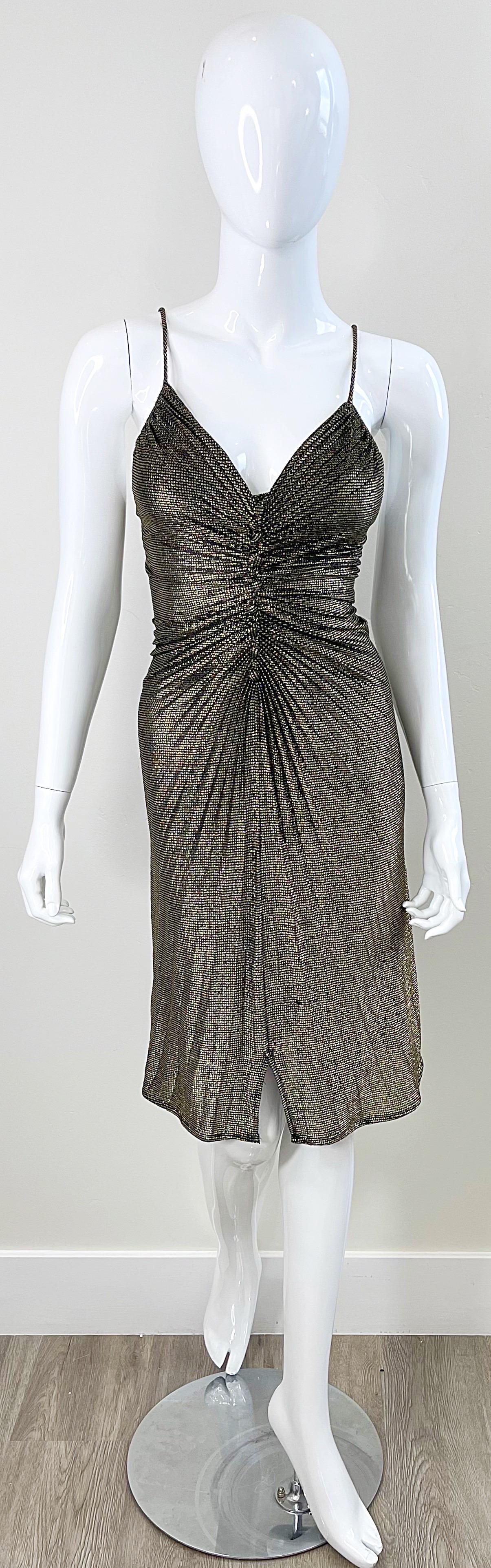 Vanna White’s Early 80s Samir Gold Lurex Disco Studio 54 Vintage 80s Dress 10