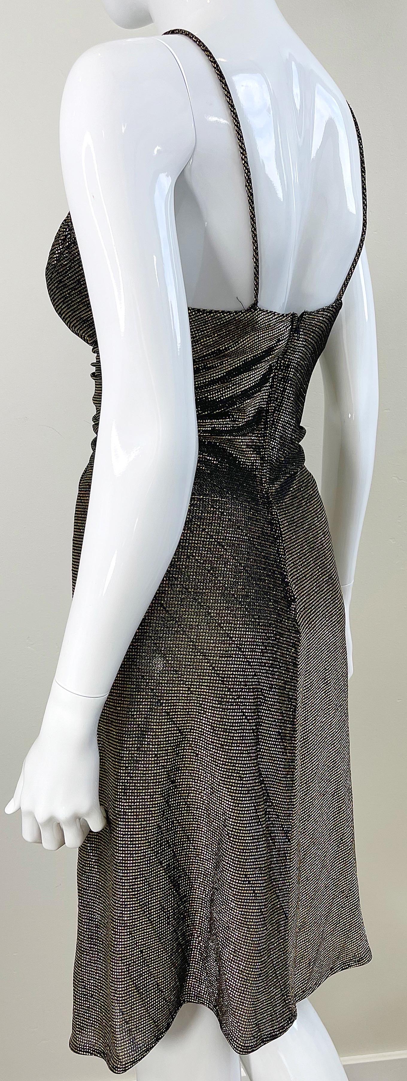 Women's Vanna White’s Early 80s Samir Gold Lurex Disco Studio 54 Vintage 80s Dress