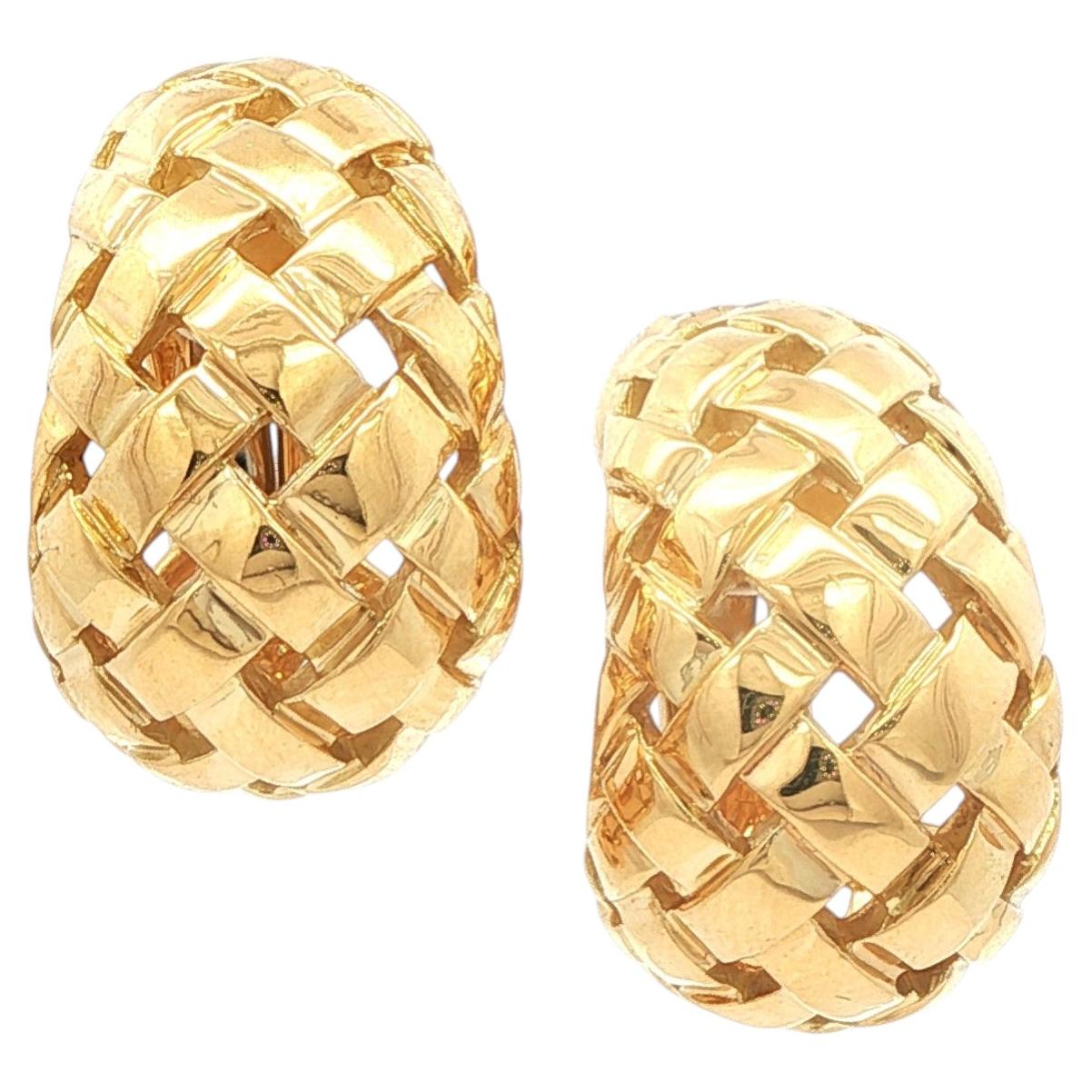 Tiffany Gold Bamboo Style Hoop Earrings at 1stDibs | tiffany