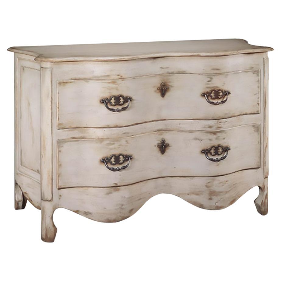 Vannes Chest inspired by 18th C German baroque style w/ a serpentine front & top For Sale