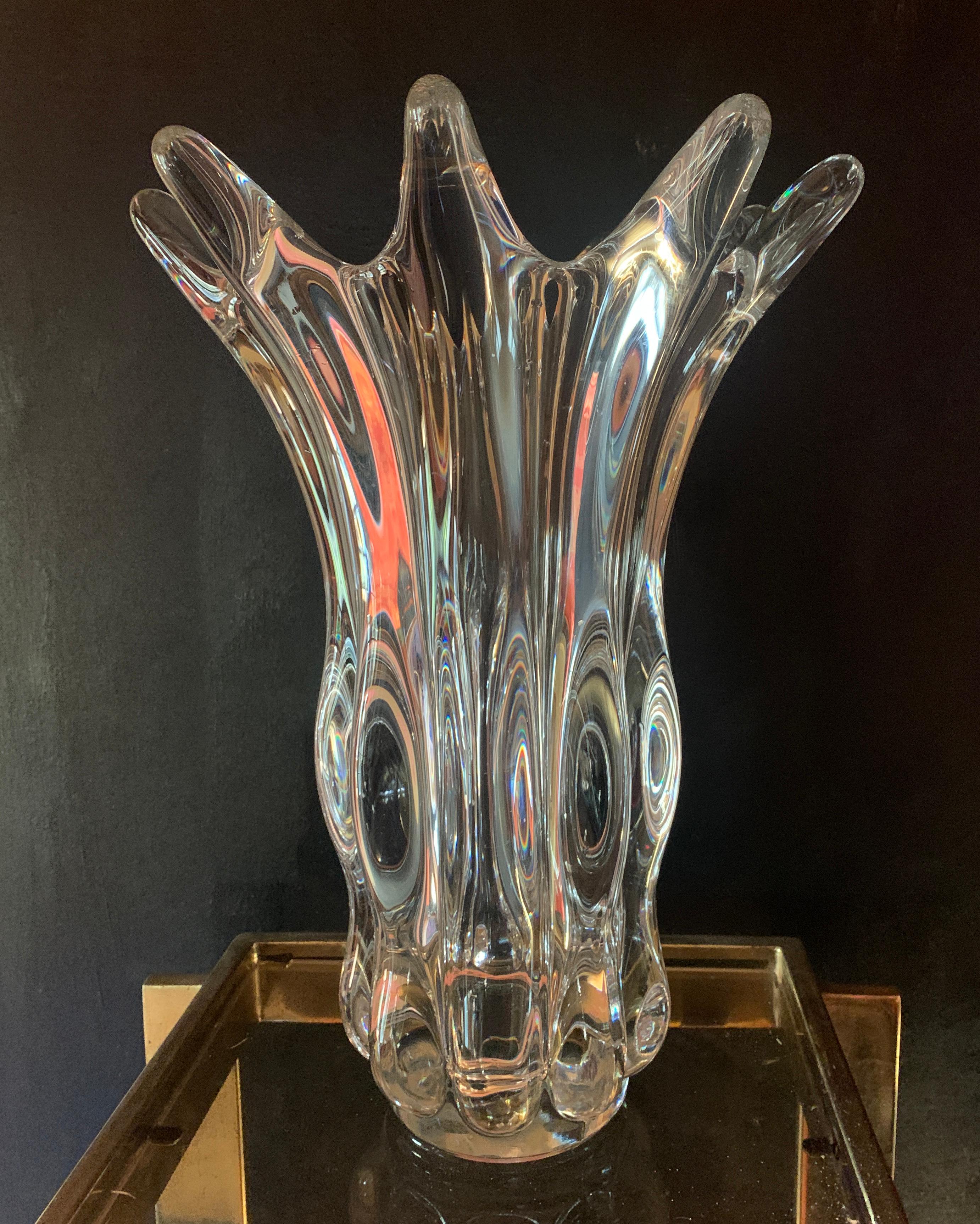 Mid-Century Modern Vannes France Crystal Vase For Sale
