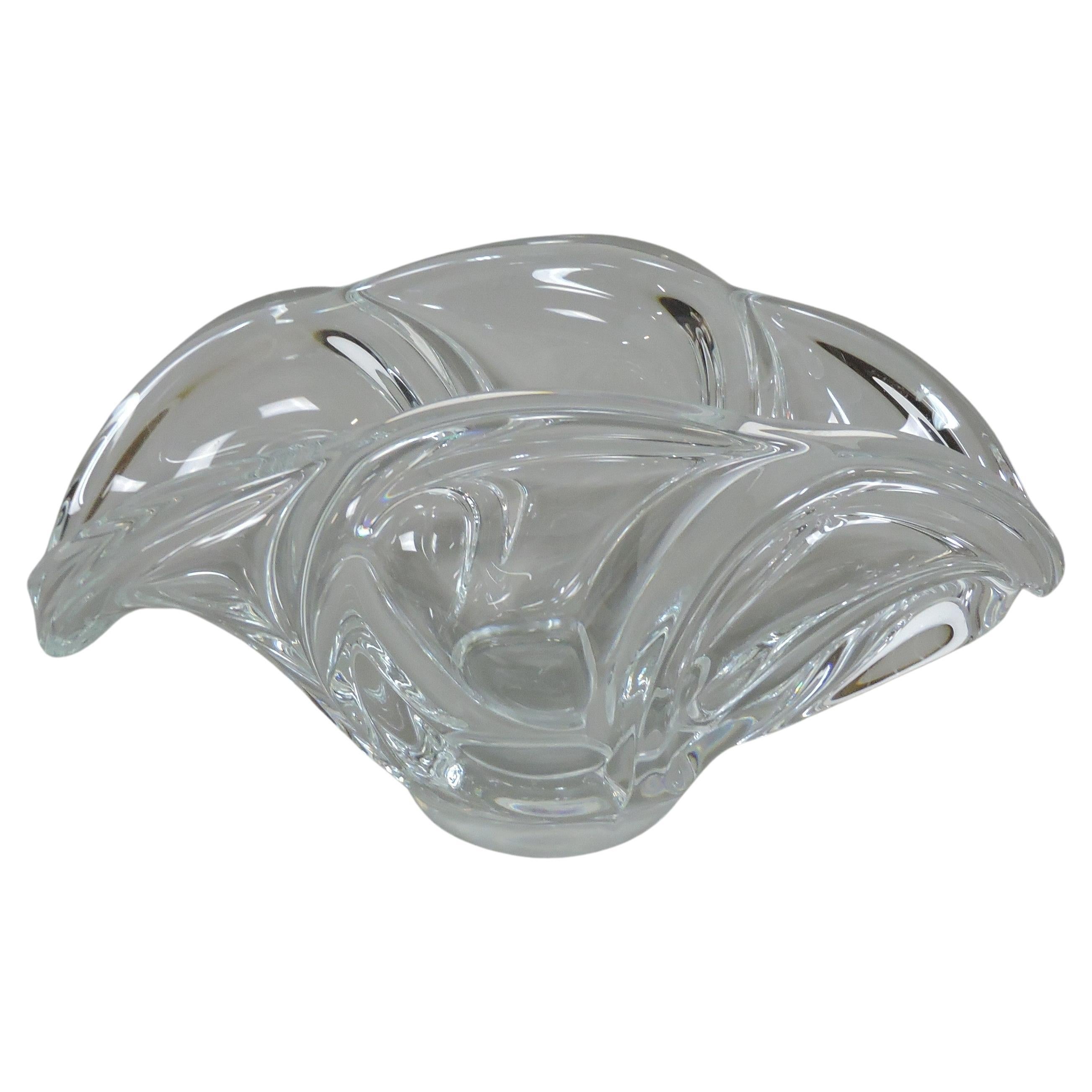 Art Vannes France Mid Century Modern Freeform Art Glass Clear Crystal Bowl (bol en cristal transparent)