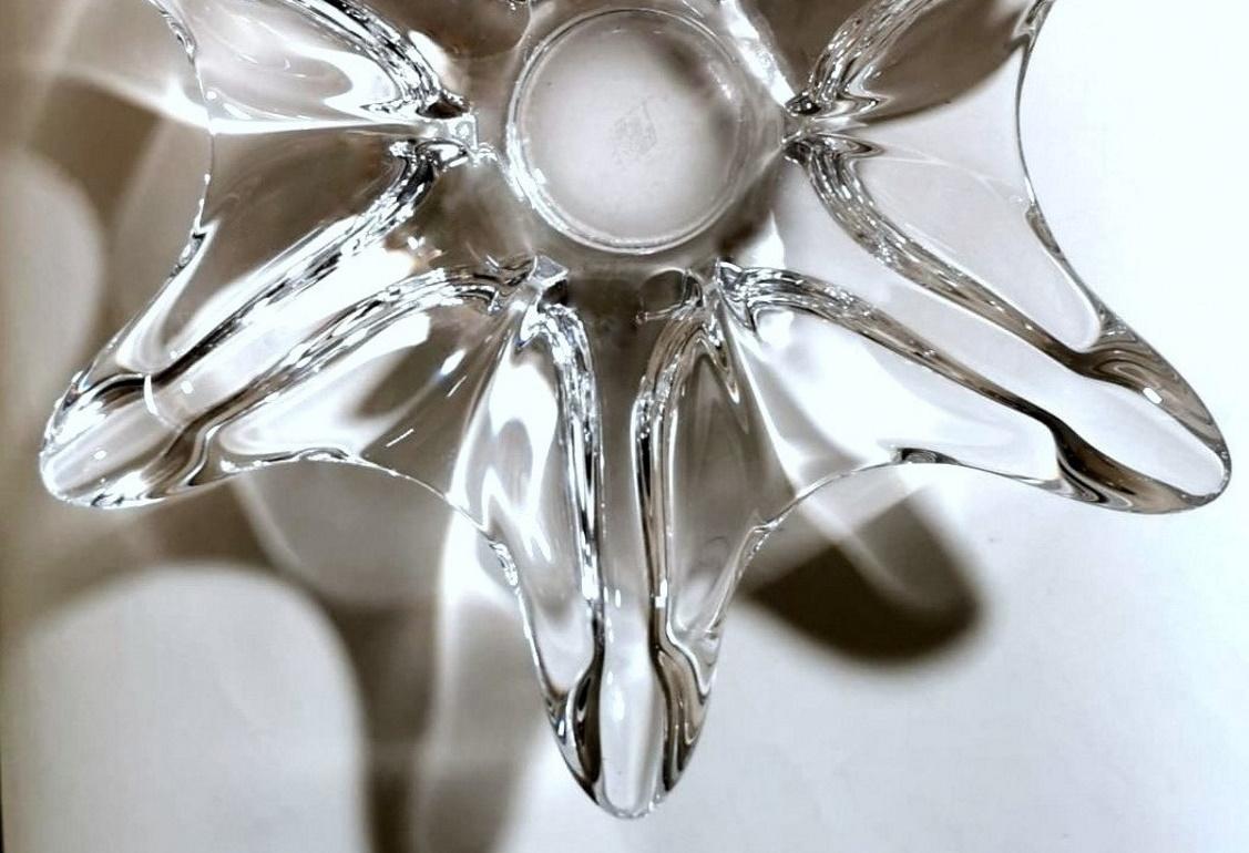 Mid-Century Modern Vannes-Le-Chatel Cristalleries French Clear Lead Crystal Table Centerpiece