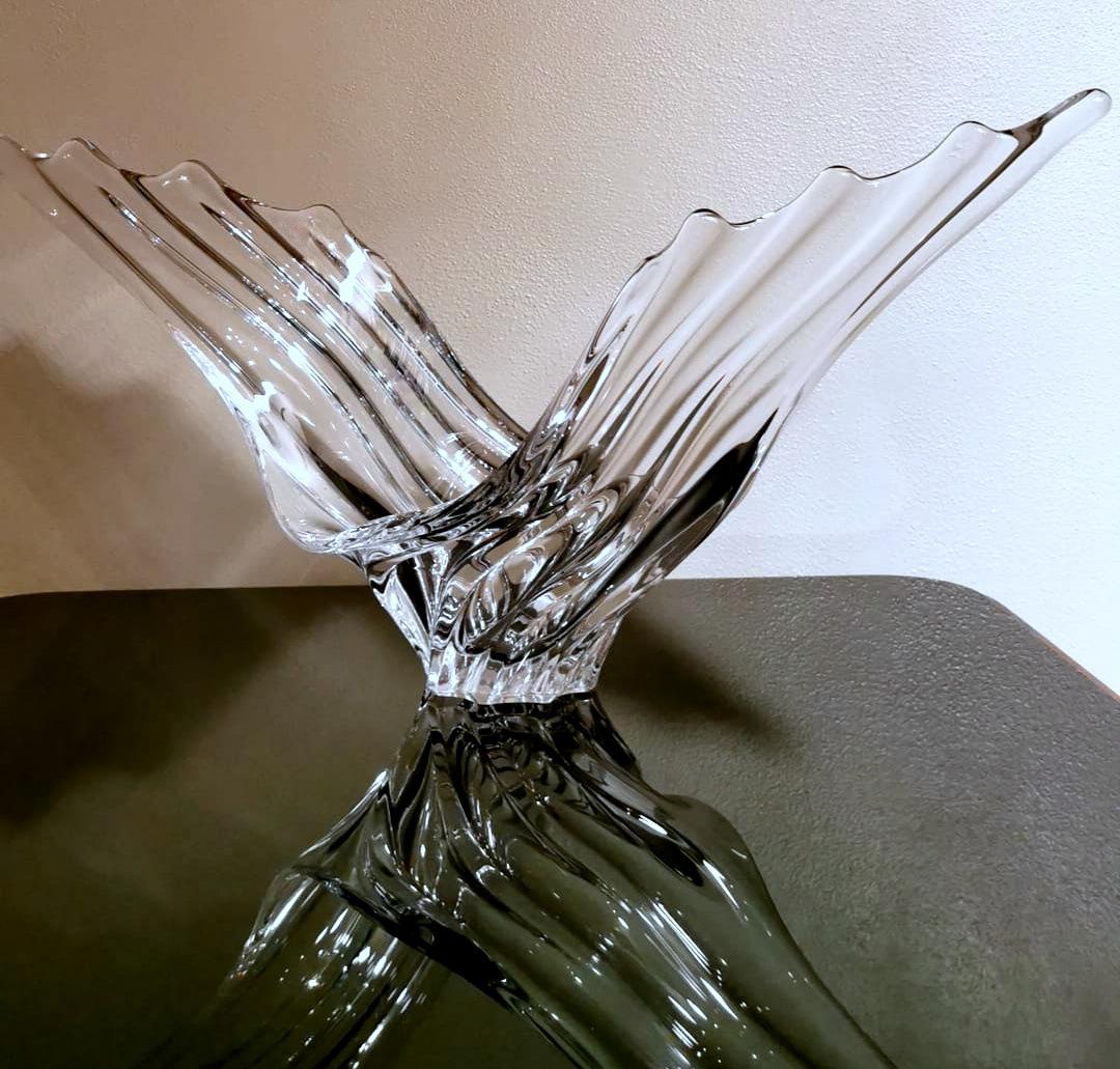 Vannes-Le-Chatel Cristalleries Pair Of French Clear Lead Crystal Centerpieces In Good Condition In Prato, Tuscany